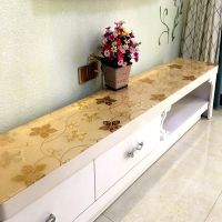 透明电视柜台布餐桌茶几桌布长方形水晶板防水防油防烫免洗水晶版 五叶藤金1.0mm 40*50cm