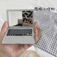 Mac镜子迷你随身镜创意仿真笔记本电脑便携折叠化妆学生毕业礼物 银色mac镜子