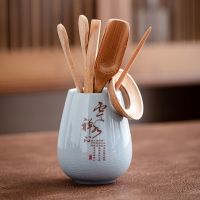 黑檀实木茶道六君子套装功夫茶具配件6君子大全泡茶工具茶夹茶勺 哥窑[云如禅心]+竹五件套