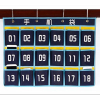 学校班级教室手机挂袋手机收纳袋墙壁挂式手机收纳袋 存放袋 深蓝色 12格