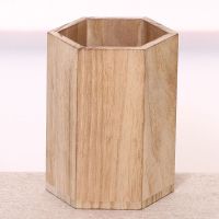 木质笔筒创意收纳盒桌面摆件简约办公桌用品笔筒仙女化妆刷笔筒 原色笔筒