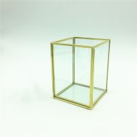 特价促销欧式复古透明玻璃化妆刷收纳桶眉笔粉刷刷具筒桌面收纳盒 小刷桶直边(不带珍珠)