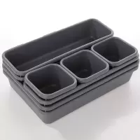 创意简约家居用品塑料收纳抽屉式收纳盒自由组合分隔化妆品收纳盒 黑色8个组合**