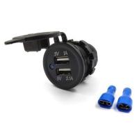 汽车摩托车改装12v24v通用双usb车载充电器手机车充厂家直销 单车充