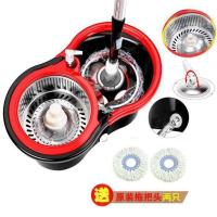 拖把旋转拖把家用拖布懒人拖把拖地神器墩布干湿两用2/5个拖把头 桶+钢蓝盘+加强杆+2棉头+送皂液瓶