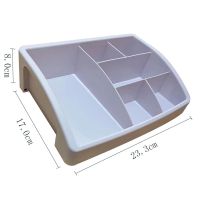 桌面化妆品带抽屉收纳盒分层透明防尘可移动宿舍文具整理箱 乳白色 一层分格整理