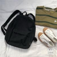 茶话会日系原宿复古工装学生双肩包女 韩国ins书包学院风旅行背包 黑色TT002(无挂件)