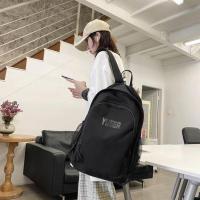 日系小清新软妹古着感书包女学生韩版学院风ins双肩包大容量背包 黑色123[加厚面料容量大质量加强] 书包+[店铺关注收