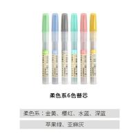 点石荧光色笔小清新简约按动荧光笔彩色标记笔记笔学生笔笔套装 柔色系替芯-12支(6色各两支)
