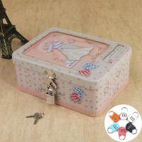 收纳铁皮盒大容量杂物玩具面膜收纳密码盒隐私收纳盒子桌面收纳箱 礼服小号 无密码锁（自带钥匙锁）