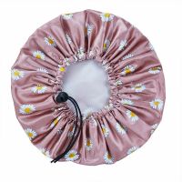 双层加厚防水浴帽女款浴帽厨房用帽子防尘防油烟头套洗头洗澡浴帽 小雏菊-北欧粉