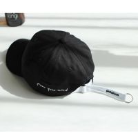 韩版潮ins百搭鸭舌帽子女夏日系Chic刺绣字母长带子街头棒球帽男 黑色 可调节