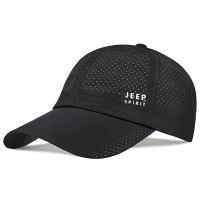JEEP吉普帽子男士棒球帽夏季薄款网眼情侣款速干透气遮阳帽防晒帽 A0088黑色 均码(56-61)可调节