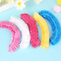 防水加大加厚一次性浴帽彩色烫染发帽焗油帽成人女款浴帽透明款 红色[实惠装] 加厚100个