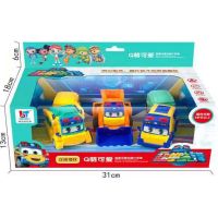 百变校巴超学先锋惯性可动耐摔工程车歌德机器人儿童玩具礼盒套装 A款3只+2只挂车