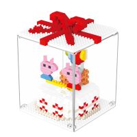 兼容乐高微小颗粒拼插积木宇航员帆船灯塔爱心玫瑰花蛋糕情侣礼物 小猪蛋糕