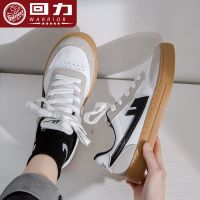 回力女鞋2021秋季新款学生韩版百搭小白鞋子ins潮透气休闲板鞋女 WXY-B320C白黑 35