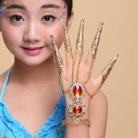 儿童表演手饰品成人舞蹈演出配饰印度舞指甲套千手观音长指甲手链 大红宝石一只手(包含手镯)
