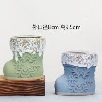 多肉花盆陶瓷多肉植物粗陶复古素烧紫砂家用创意大小简约特价清仓 雪地靴小老桩2个