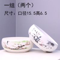 大号铜钱草水培花盆陶瓷金钱草特价清仓简约水养一叶莲碗莲水仙花 水培.春花秋月两个中号