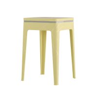 加厚塑料凳子高凳家用成人塑料椅高档简约时尚餐桌凳创意方凳板凳 柠檬黄(46cm)承重300斤
