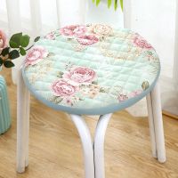 家用圆凳子套罩座套饭店理发店加厚圆形防滑坐垫四季通用升降椅套 富贵花---蓝 圆形直径28边宽5