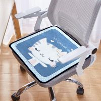 夏天凉席椅垫办公室久坐冰丝透气椅子坐垫夏季学生屁股座垫子竹垫 萌猫 45*45cm(单件)