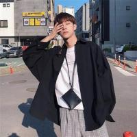 发型师春季潮流个性宽松蝙蝠长袖衬衫男士夜店原宿风韩版休闲衬衣 8500 黑色 M 收藏优先发货