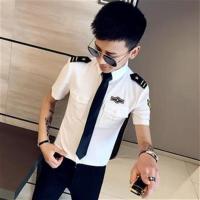 发型师短袖衬衫夏季男女夜店KTV空少制服衬衣夜场团队演出服工衣 白色不送领带 M