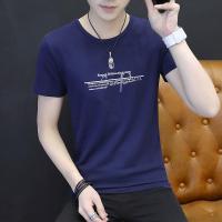 夏季短袖t恤男装ins印花圆领上衣T桖潮流秋衣潮牌秋冬装打底衫 QY640宝蓝 M 建议85-95斤