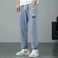 2021新款春夏季男士宽松套装短袖一套休闲衣服青少年潮流韩版帅气 抽绳牛仔裤 S 建议[90斤内]