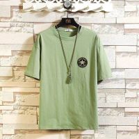 上衣/套装短袖五分裤套装男夏季潮牌半袖t恤大码学生帅气休闲短裤 绿色 S