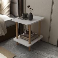 小桌子 沙发小边几 原木色长方桌 小茶几 边桌 床头柜卧室 方形40x40高53圆角 天使白