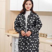 时尚新颖迷彩拉链罩衣加绒加厚抗寒保暖防油防污时尚有袖围裙 黑色小菊（加绒拉链款） 大号（适合135-165斤）