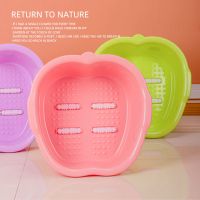 泡脚桶家用按摩盆足浴足疗盆泡脚神器塑料泡脚盆养生洗脚盆活血 苹果按摩盆带按摩滑轮1个（颜色随机）