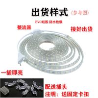 户外led灯带超亮防水220V高压灯带条背胶自粘白光家用鱼缸客厅 白光 送插头+背胶+卡扣+尾帽 2835-巨亮三排27