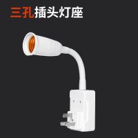 照明灯泡LED插座灯带开关节能台灯卧室床头灯插电小夜灯 13CM白色软管三插灯座 [+1WLED白光灯泡]