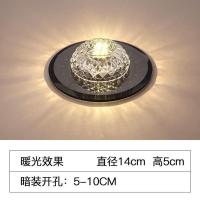 现代简约led水晶过道灯走廊灯嵌入玄关客厅天花开孔圆形筒灯射灯 14CM黑色5W暖光 暗装(开孔5-11厘米都可以安装)