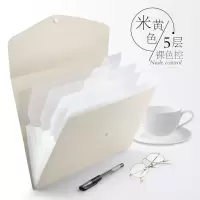真彩文具风琴包彩色文件夹试卷夹多层文件袋资料13层/5层收纳 5格/黄色