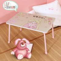 小桌子床上折叠卧室坐地吃饭学习桌学生宿舍多功能笔记本电脑桌 加高粉马蹄贴纸款[嘟嘟美少女]香槟金