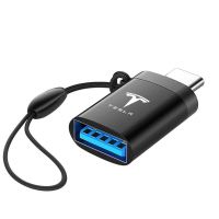 2020款特斯拉Model3车载电源转换器typec转USB连接手机U盘转接头 [黑色]2.0普通转换器