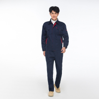 [天龙堂威]藏青纯棉工作服套装男士春秋长袖耐磨耐脏劳保服建筑工地车间厂服