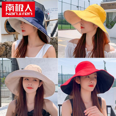 帽子女夏季渔夫帽遮脸遮阳帽大檐帽韩版双面戴日系太阳帽