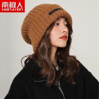 宽松大版毛线帽子女秋冬季日系粗毛线针织帽堆堆帽