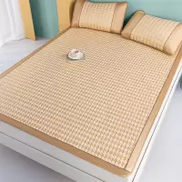 凉席三件套冰丝席双人折叠凉席可折叠藤凉席0.9米0.6米