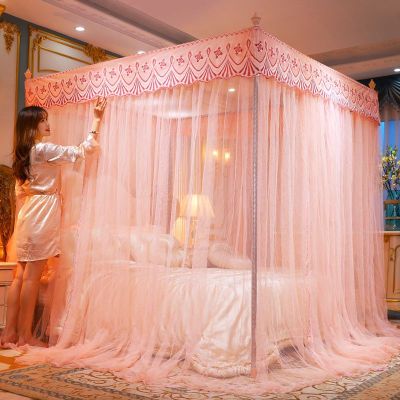 蚊帐家用1.8m米床加粗支架三开宫廷公主风加密双人纹帐新款1.0m