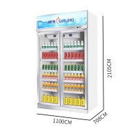穗凌(SUILING) LG4-1100LW-A商用展示冰柜水果保鲜双门玻璃门陈列柜立式饮料风冷冷柜
