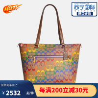 蔻驰(COACH) 正品女包 新款时尚流行彩虹签名帆布画廊手提包女款 CA555