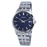 精工(SEIKO) 男士Essential 不锈钢蓝色表盘经典时尚石英手表 SUR399 生日礼物