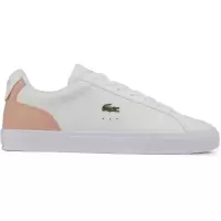 Lacoste白粉拼接真皮镂绣鳄鱼休闲板鞋女鞋复古潮流运动鞋白色 La